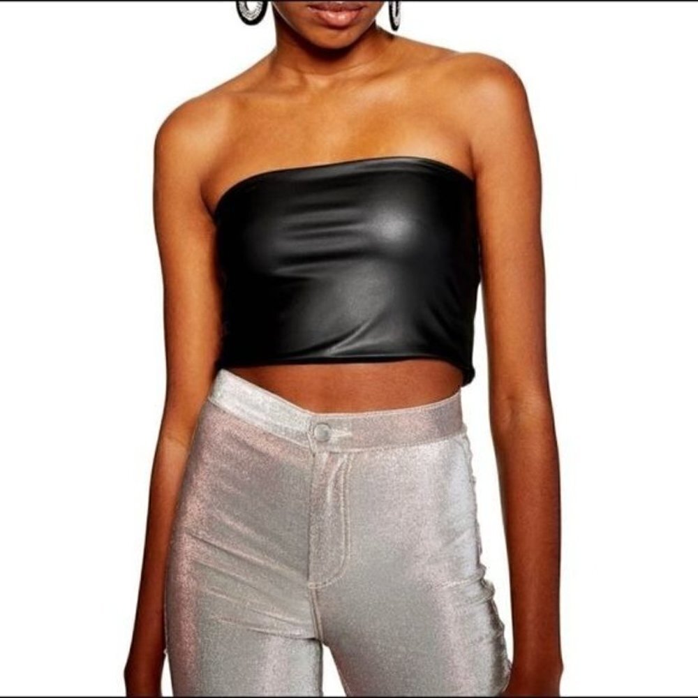 NWT Topshop Faux Leather Crop Top